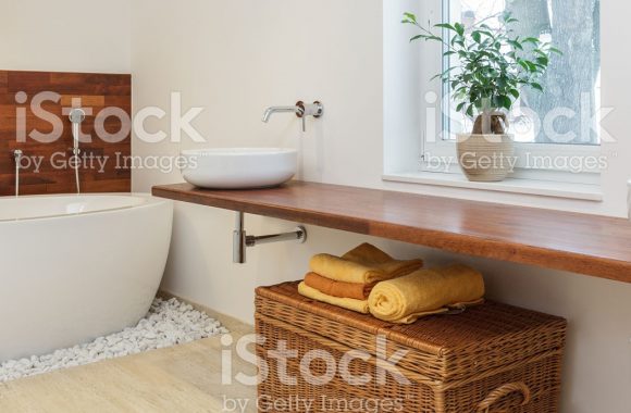 Interior of bathroom in african style